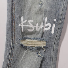 Ksubi Men Knee Distressed Slim Denim Jeans