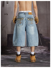 NOMANIAI Leopard print patchwork embroidery capri pants