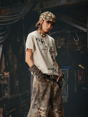 NOMANIAI Streetwear distressed print T-shirt