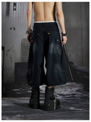 NOMANIAI Wasteland patchwork washed denim jeans