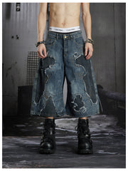 NOMANIAI Wasteland patchwork washed denim jeans