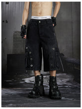 NOMANIAI Darkly stitched metal-embroidered shorts