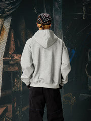 NOMANIAI Vintage printed punk loose short hooded jacket