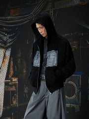 NOMANIAI Printed design loose-fitting hooded sweater