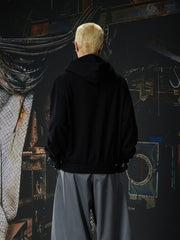 NOMANIAI Printed design loose-fitting hooded sweater