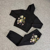 Derschutze Floral Embroidered Fleece Tracksuit Set