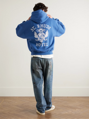 RHUDE Vintage Collegiate Eagle Print Boxy Hooded Sweatshirt