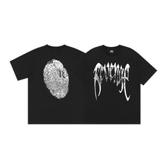 Revenge Fingerprint Graphic Print Oversized Cotton Tee