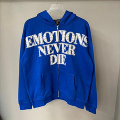 MIXED EMOTION Christmas Rhinestone Zip Hoodie