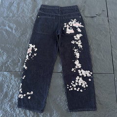 Derschutze American Washed Distressed Embroidered Jeans