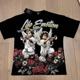 MIXED EMOTION Rhinestone Angel Graphic T-Shirt