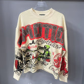Mixed Emotion Graffiti Cream Crewneck Pullover Sweatshirt