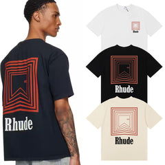 RHUDE Summer Maze Graphic Printed Oversized Cotton Tee