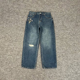 Derschutze Retro Distressed Embroidered Barrel Fit Jeans