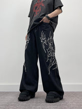A knife high street thorn-embroidered wide-leg jeans