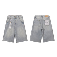 Purple Brand Men Rhinestone Baggy Denim Shorts