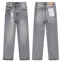 Purple Brand Men Rhinestone Straight Wide Leg Jeans