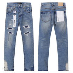 Purple Brand Men Black Patchwork Denim Jeans