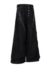 A knife high street patchwork python leather riveted denim pants