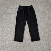 Derschutze Mythical Beast Embroidered Loose Straight Jeans