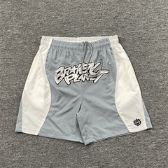 Broken Planet Letter Print Color Block Beach Shorts