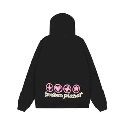 Broken Planet Puff Print Fleece Pullover Hoodie