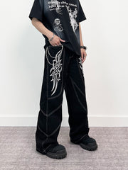 A knife thorn embroidery wide-leg pants