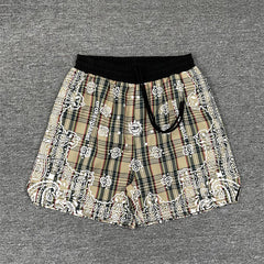 Broken Planet Paisley Plaid Loose Drawstring Shorts