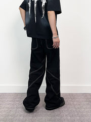 A knife thorn embroidery wide-leg pants