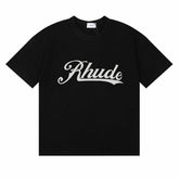 Rhude Sketch Logo Printed Comfortable Loose-Lined Couple T-shirt