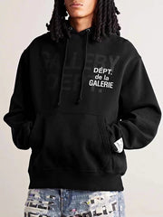 GALLERY DEPT LOGO Printed Loose Cotton Hooded Sweatshirt