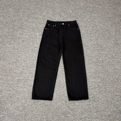 Derschutze Dark Graffiti Embroidered Loose Straight Jeans