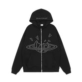 Broken Planet Puff Print Fleece Zip Hoodie