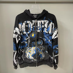 MIXED EMOTION Washed Full Zip Hoodie