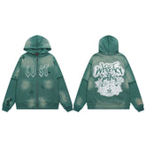 Lost Intricacy Casual Beaded Hole-Open Hoodie