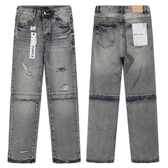 Purple Brand Men Straight Leg Layered Denim Jeans