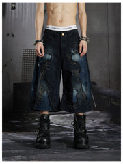 NOMANIAI Wasteland patchwork washed denim jeans