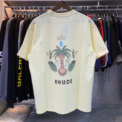 Rhude Las Palmas Coconut Print Round Neck T-shirt