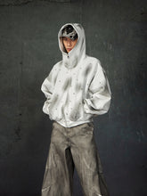 NOMANIAI Pearl Decor Distressed Spray Paint Hoodie