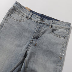 Ksubi Light Wash Rhinestone Studded Denim Jeans