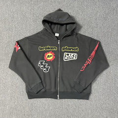 Broken Planet Puff Print Zip Hoodie Tracksuit Set