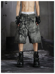 NOMANIAI Dark Vanguard Y2K Hand-painted Rivet Five-Piece Pants