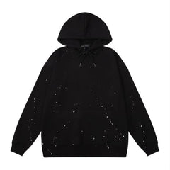 Purple Brand Men Black Paint Splatter Pullover Hoodie