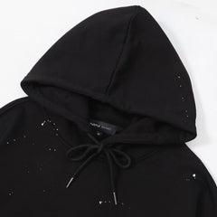 Purple Brand Men Black Paint Splatter Pullover Hoodie
