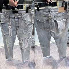 Purple Brand Men Blue Denim Luxury Streetwear Jeans