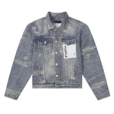 Purple Brand Vintage Distressed Paint Splatter Denim Jacket