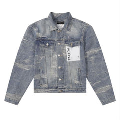 Purple Brand Vintage Distressed Paint Splatter Denim Jacket