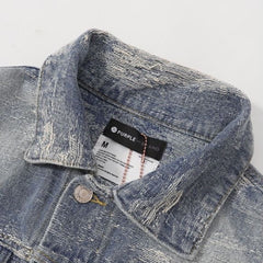 Purple Brand Vintage Distressed Paint Splatter Denim Jacket