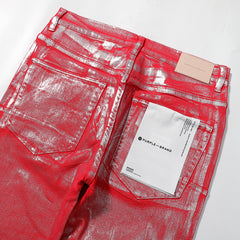 Purple Brand Metallic Red Foil Coated Denim Jeans