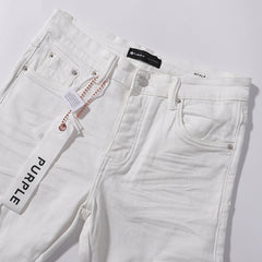 Purple Brand Men White Straight Cargo Denim Pants